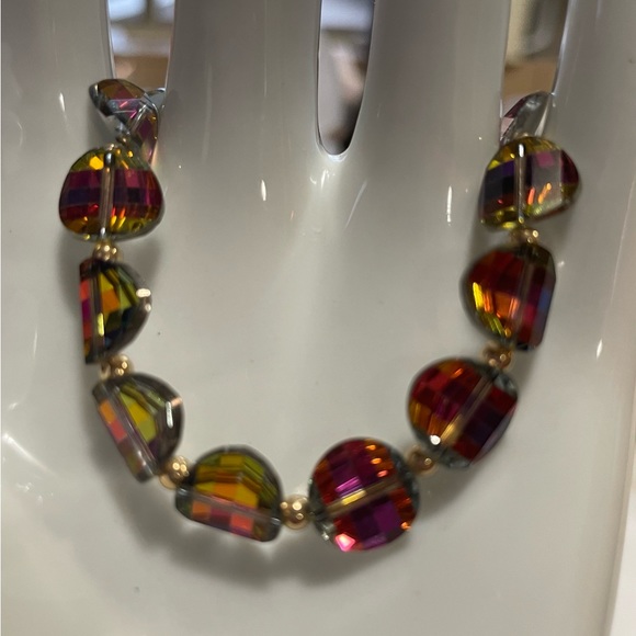 New Iridescent Faceted Crystal with Gold Filled Chain and Findings Bracelet - Picture 2 of 4